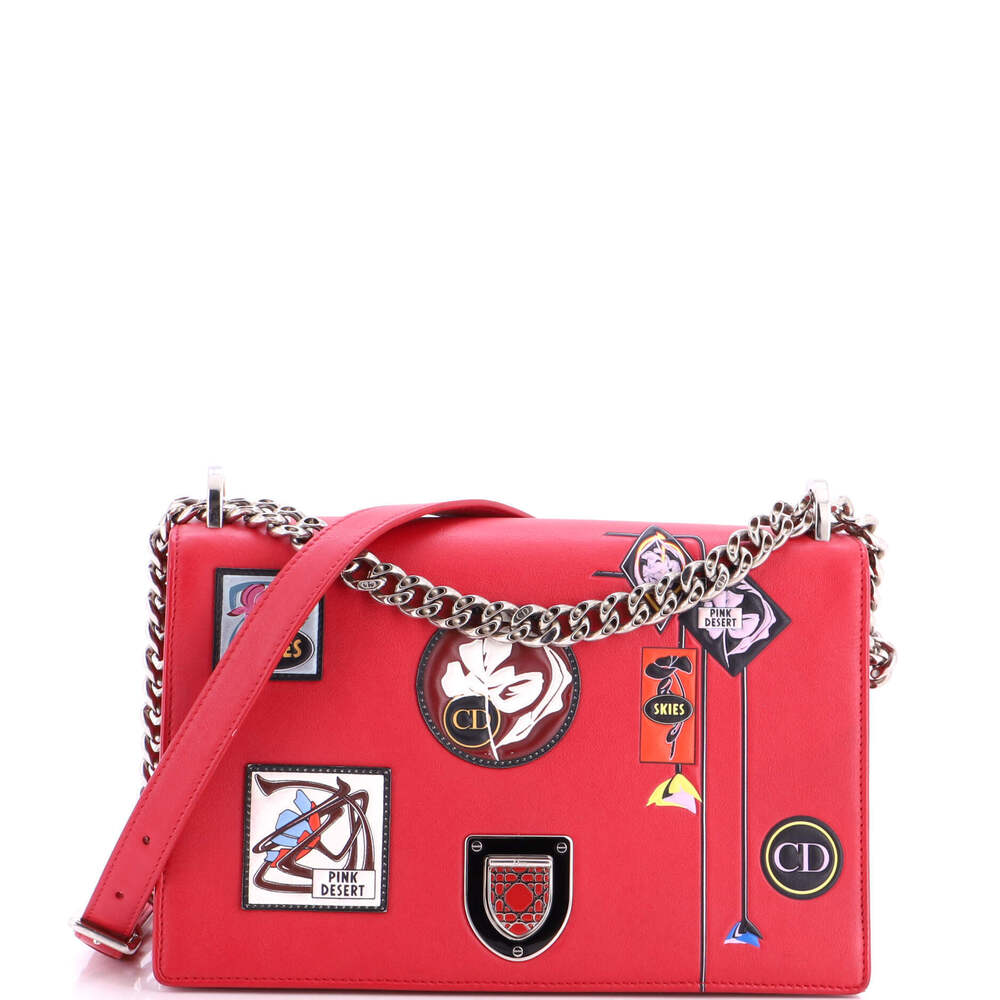 Christian Dior Medium Diorama Flap Bag Patch Embellished Leather
